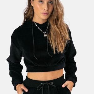 Cropped Velvet Hoodie